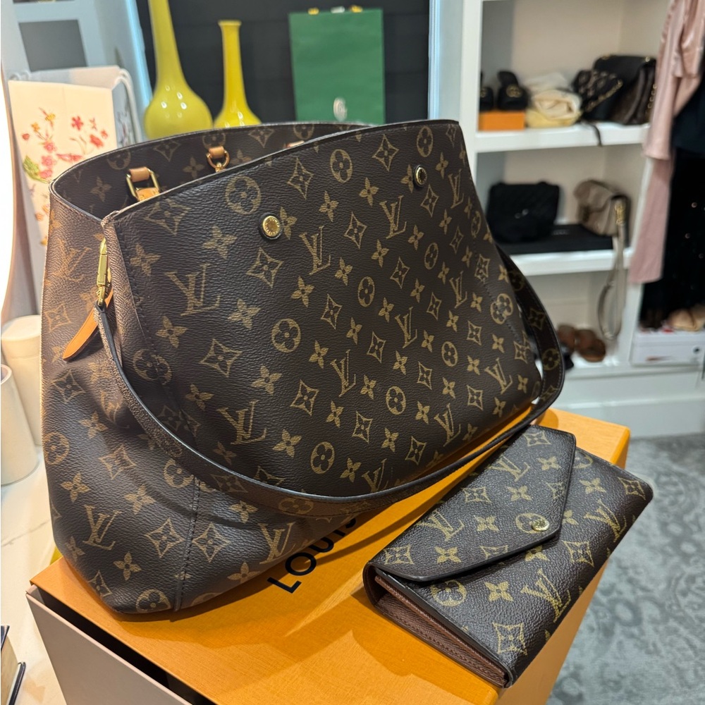 Louis Vuitton Classic Brown Monogram Shoulder Bag Set